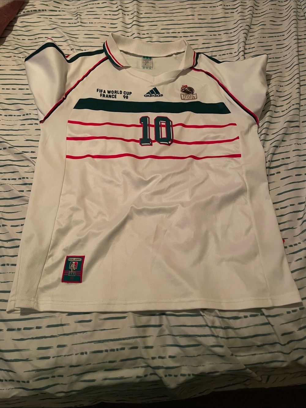 Adidas Kids White FIFA World Cup France '98 Soccer Jersey - Size Men